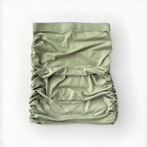 Forever 21 Green Ruched Mini Skirt Size S Elastic Waist Stretch